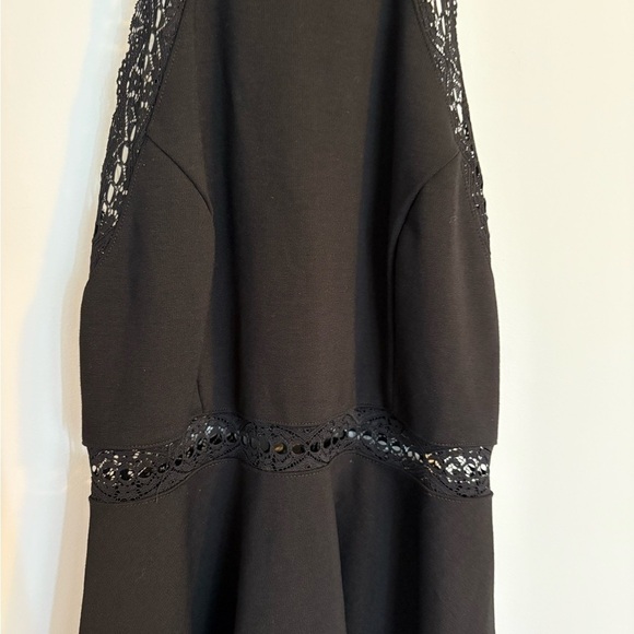 Lulu’s Black Mini Dress With Open Lace Trim Small Sleeveless - Picture 3 of 12
